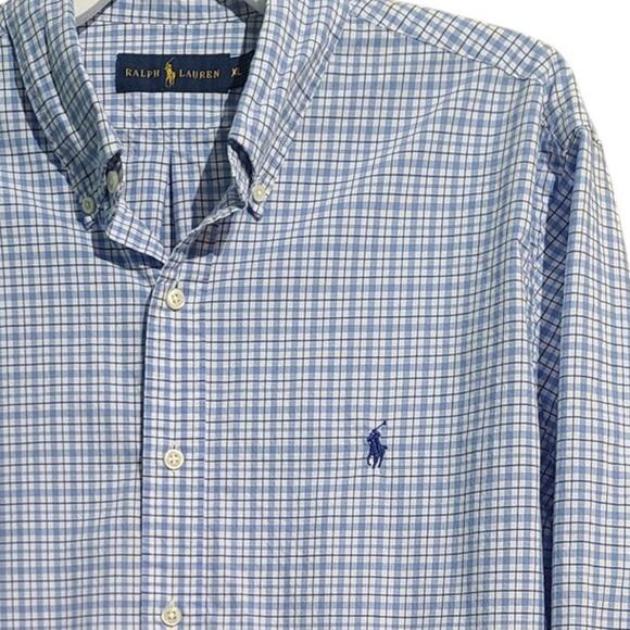 Ralph Lauren Blue White Checkered Shirt Size XL - Picture 3 of 5